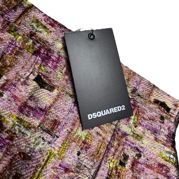 DSQUARED 2 (NWT) Luxury Designer SILK BLEND Printed Mini Skirt Women Size 2 (XS) - Picture 3 of 6
